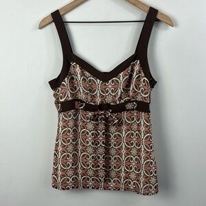 Ann Taylor LOFT Y2K Vintage Mod Geo Print Camisole Tank Top Womens Size 8